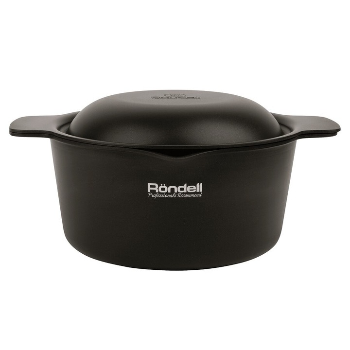 Cratita cu capac teflonate RONDELL RDA-1440 Trumpf 24cm, 4,2 l Xylan Plus, Negru