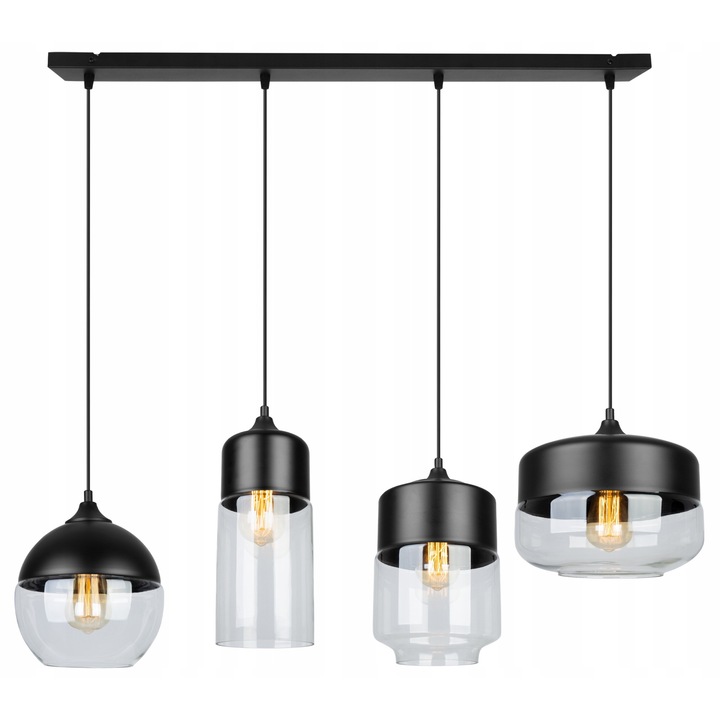 Plafoniera suspendata, LightHome, Oslo, LED, Retea de alimentare, 60 W, 4 puncte luminoase, cm, 100x92 cm, E27, sticla, Alb