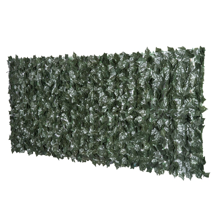 ​​​​​​​Ролка изкуствена ограда Outsunny, PE анти-UV, 300 x 100 см, Зелен