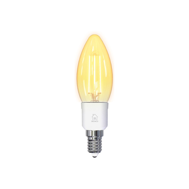 Смарт крушка DELTACO SMART HOME SH-LFE14C35, Е14, WiFI 2.4GHz, 4.5W, 400lm, Димираща, LED нишки