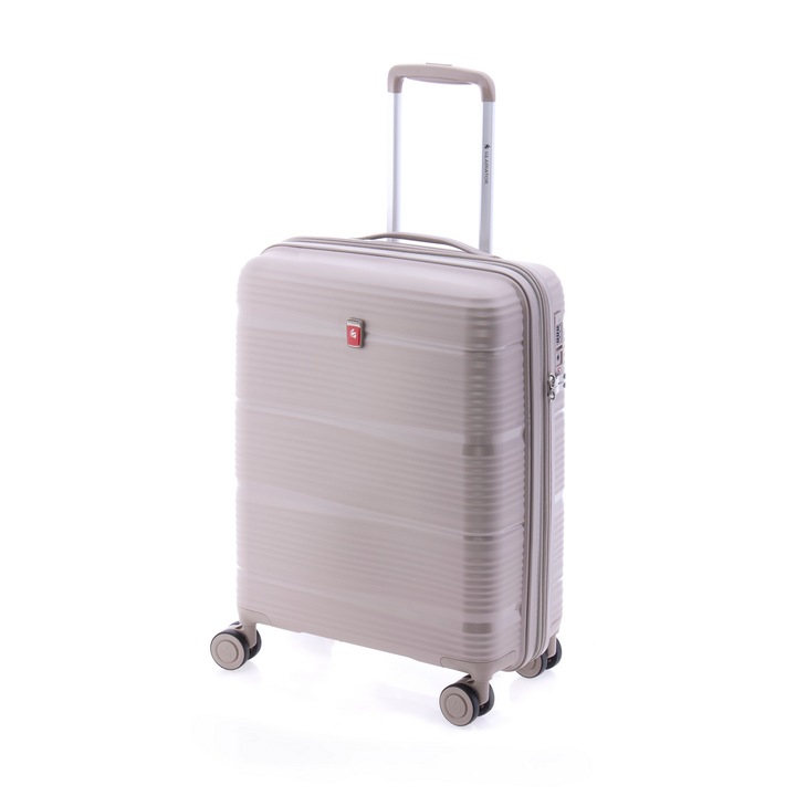 Куфар Gladiator Bionic, за ръчен багаж, MG 0810, 55 см, Разтегателен, С 4 колела, TSA код, Полипропилен, Бежов