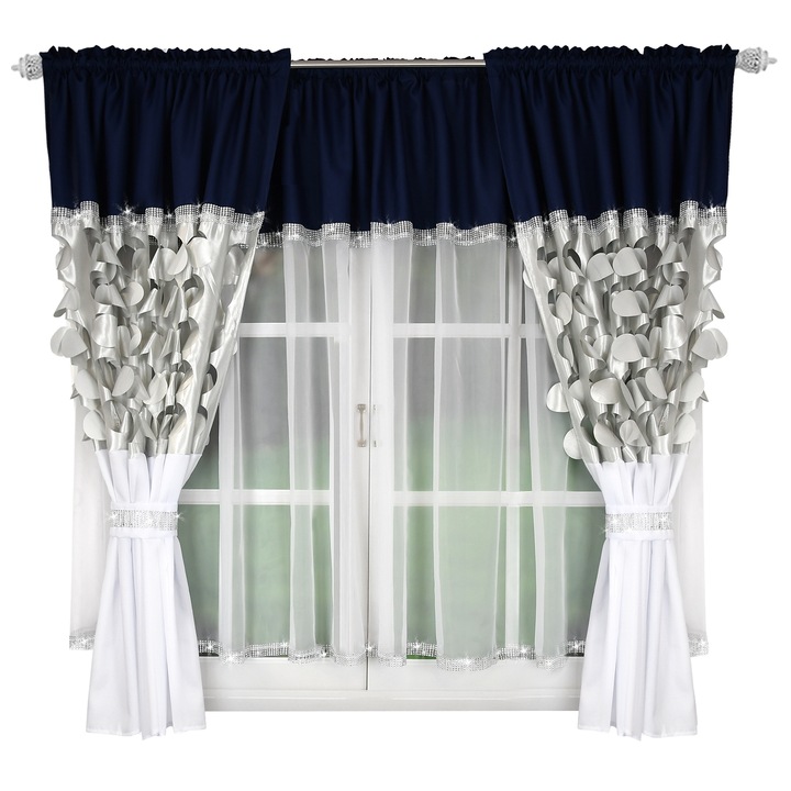 Перде Малага, 590x160 см, Тъмносин