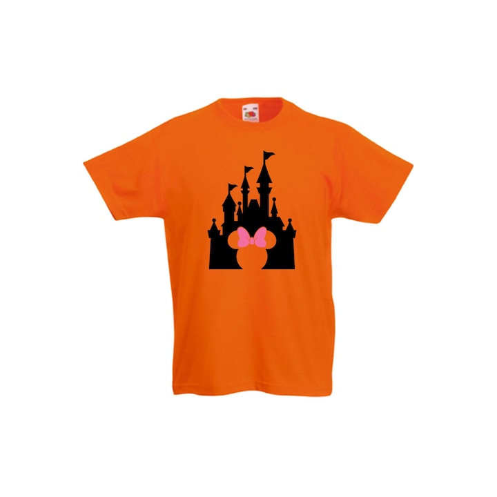 Детска Тениска Мики Маус Мини Маус Minnie Mouse Mickey Mouse Disney Tralala Minnie Head Disney Castle, Оранжев, S - 5-6 г. (116-128)