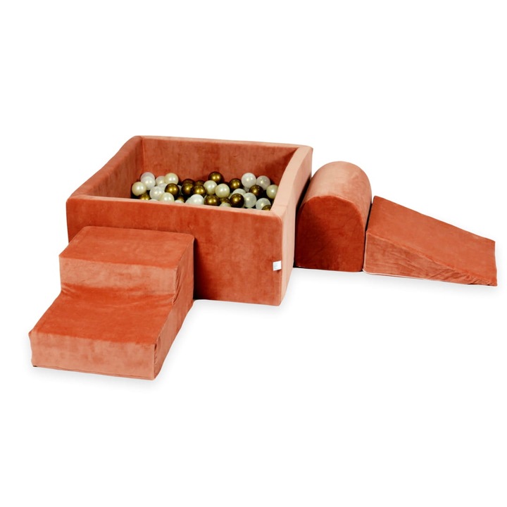 Teren de joaca din spuma cu bazin patrat 90x90x40, 400 bile, mimii, multicolor