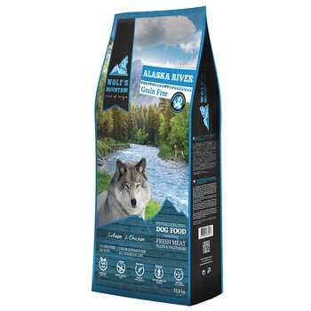 Hrana uscata pentru caini Wolf's Mountain Alaska River, 12 kg Hrana uscata pentru caini Wolf's Mountain Alaska River, 12 kg