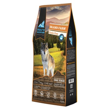 Hrana uscata pentru caini Wolf's Mountain Island Farm, 12 Kg Hrana uscata pentru caini Wolf's Mountain Island Farm, 12 Kg