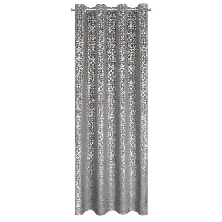 Perdea decorativa cu inele metalice, Laura 140x250 Eurofirany, Gri/Auriu
