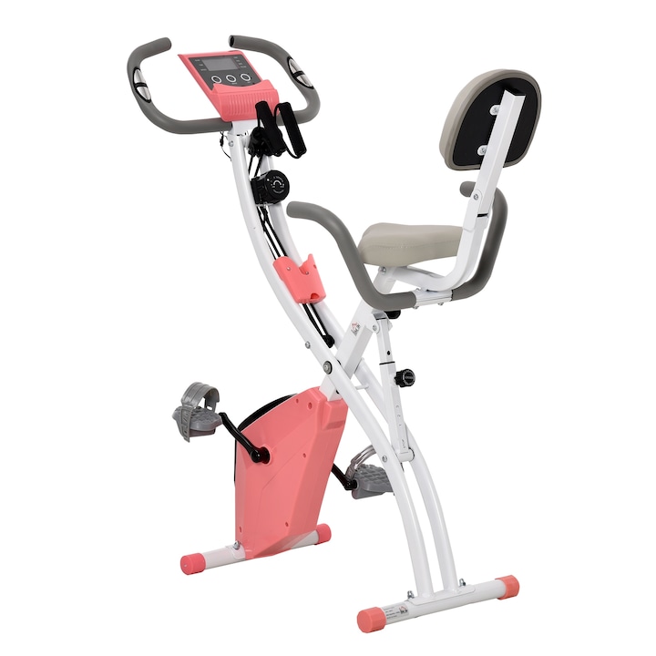 Bicicleta fitness pliabila Homcom, Otel, Magnetica, 8 trepte, Multicolor