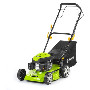 Masina de tuns gazon/iarba autopropulsata pe benzina Fieldmann FZR 4608-B,2.9 CP,139 CC,2.2 KW,4 timpi,latime taiere 46 cm,inaltime taiere 25-75 mm,cos colector 55 l,functie colectare/mulcire/evacuare spate