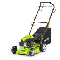 Masina de tuns gazon/iarba autopropulsata pe benzina Fieldmann FZR 4608-B,2.9 CP,139 CC,2.2 KW,4 timpi,latime taiere 46 cm,inaltime taiere 25-75 mm,cos colector 55 l,functie colectare/mulcire/evacuare spate