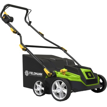 Scarificator electric 2 in 1 Fieldmann FZV 2102-E, putere 1300 W, latime lucru 32 cm, 4 trepte de lucru, adancime scarificare -12/+ 10 mm, sac colector 40 l, functie de greblare/scarificare
