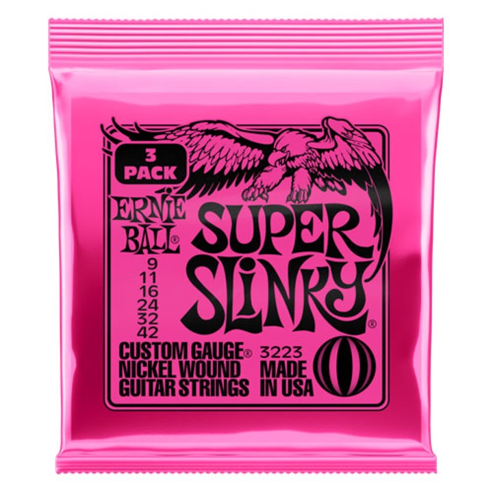 Комплект 3 Струни за Електрическа Китара Ernie Ball 3223 Regular Super Slinky 9-42