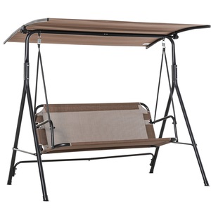 Outsunny, Leagan terasa, 3 locuri, 172x110x155cm, Copertina rabatabila, Metal/Poliester/Textil, Maro
