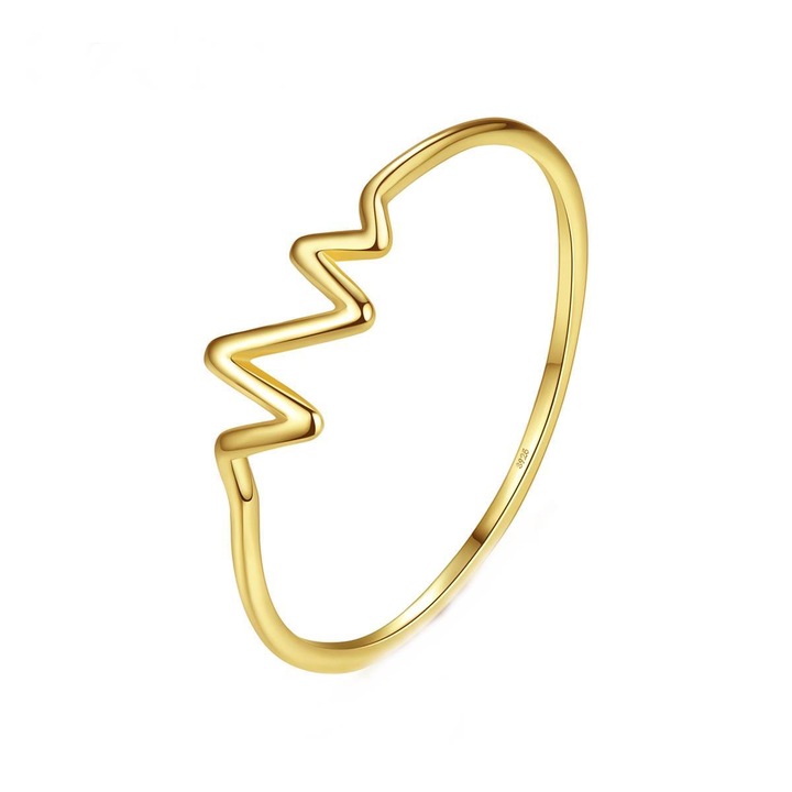 Inel din Argint placat cu Aur Heartbeat Gold