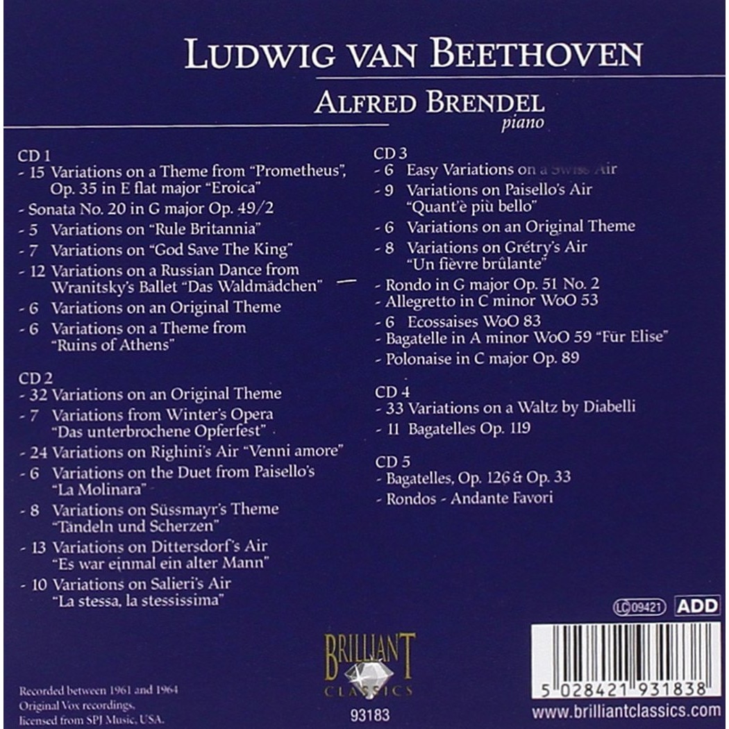 Beethoven - Piano Variations And Bagatelles / Alfred Brendel 5CD - EMAG.hu