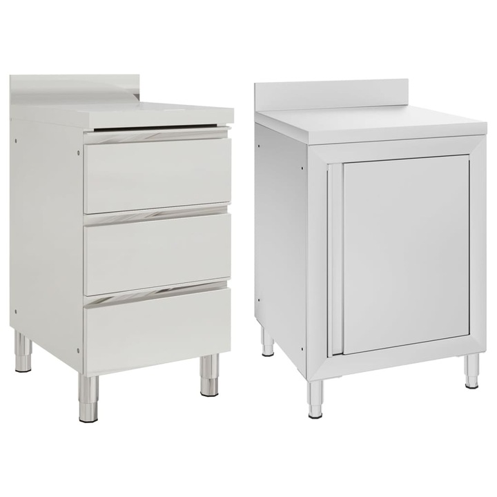 Set dulapuri de bucatarie comerciale vidaXL, 2 buc., otel inoxidabil, 50 x 60 x 96 cm, 42.2 kg
