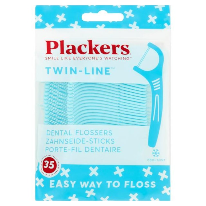 Plackers Twin Line fogselyem szett, fogpiszkáló típus, gyors tisztítás, nagyon erős, menta aroma, 35 db