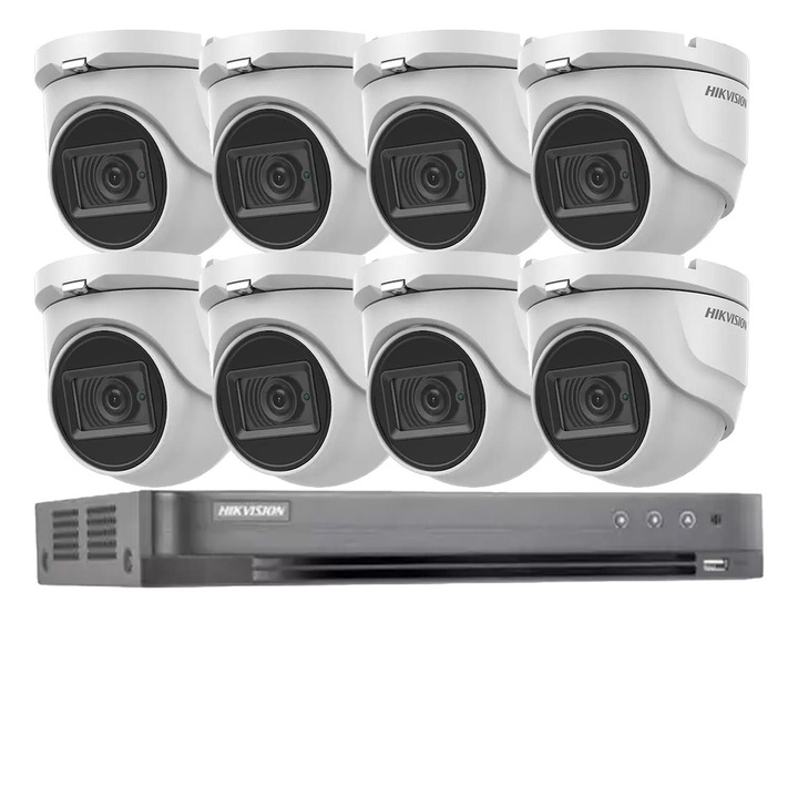 Sistem supraveghere 16 camere Hikvision 5MP Dual Light WL 40m IR 40m DVR 4MP cu accesorii incluse