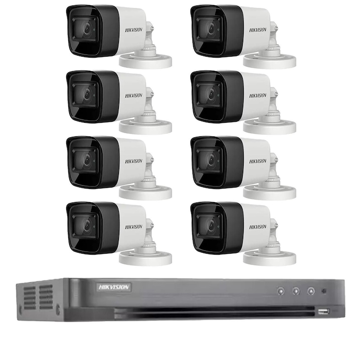 Kit de supraveghere video ENVIO complet IP POE cu 6 camere FULL COLOR 5MP PESS-KIT6CHMBFM60H500SDLM-HDD