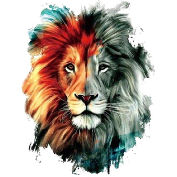 Tatuaj temporar pentru brat sau picior, Watercolor Lion, 13 x 19 cm
