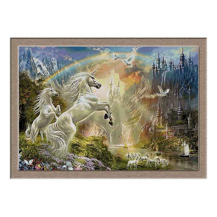 Set Goblen diagrama color si ate inorogi KRIF panza 10 ochiuri cm 59 culori