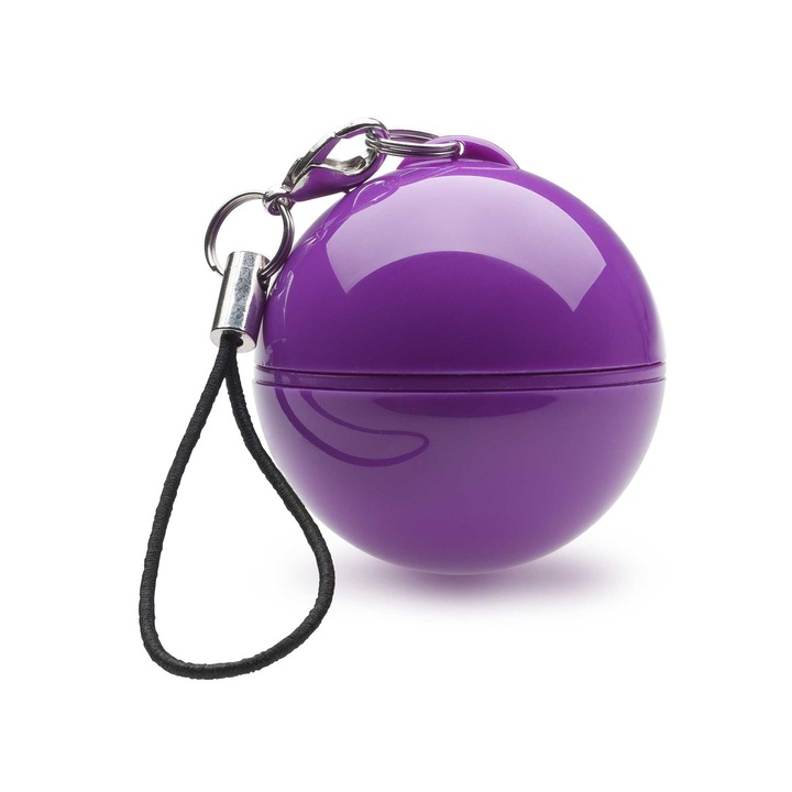 Boxa portabila Mighty Boom Ball 2W, cu adaptor pe baterii, cu snur pentru chei, culoare mov