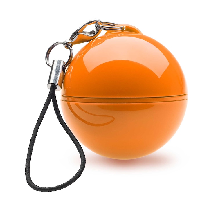 Портативна колонка Mighty Boom Ball 2W, с адаптер за батерия, с ремък за ключове, оранжев цвят