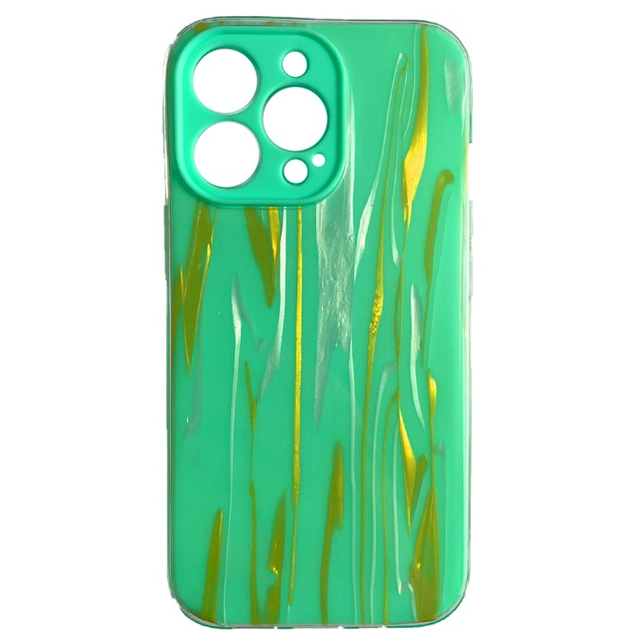 Husa de silicon 3 in 1 pentru Apple iPhone 13, Marbleprint, Silicon TPU, Verde