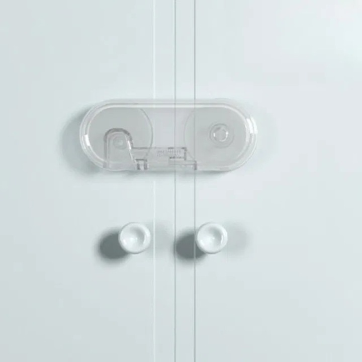 Set 6 sigurante fixe pentru usi si sertare dulap, Empria, transparent, 9.6x4x1.5 cm