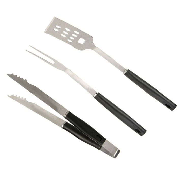 Set 3 ustensile gratar inox cu maner plastic
