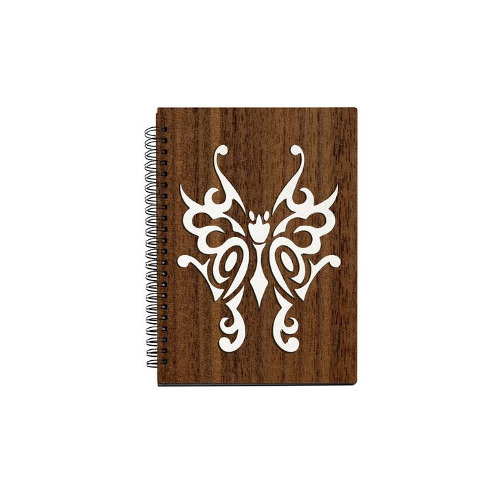 Agenda A5 nedatata cu spirala, MDF, DekoLaser, 15,5 x 21 cm - AG1098C2