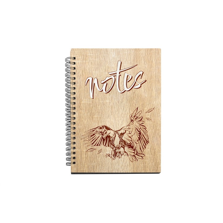 Agenda A5 nedatata cu spirala, MDF, DekoLaser, 15,5 x 21 cm - AG1088C1