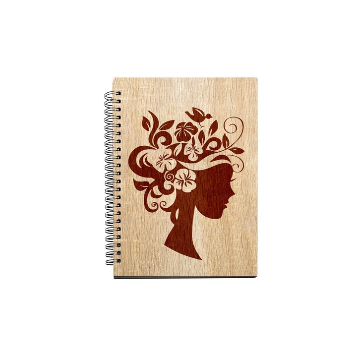 Agenda A5 nedatata cu spirala, MDF, DekoLaser, 15,5 x 21 cm - AG1087C1