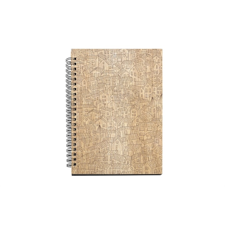 Agenda A5 nedatata cu spirala, MDF, DekoLaser, 15,5 x 21 cm - AG1076C1
