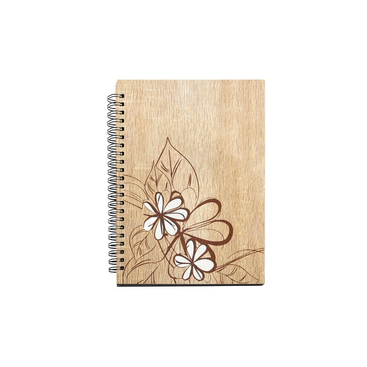 Agenda A5 nedatata cu spirala, MDF, DekoLaser, 15,5 x 21 cm - AG1073C1