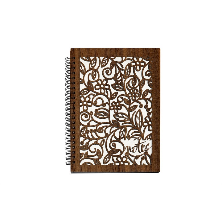 Agenda A5 nedatata cu spirala, MDF, DekoLaser, 15,5 x 21 cm - AG1070C2