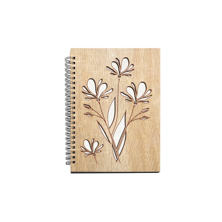 Agenda A5 nedatata cu spirala, MDF, DekoLaser, 15,5 x 21 cm - AG1107C1