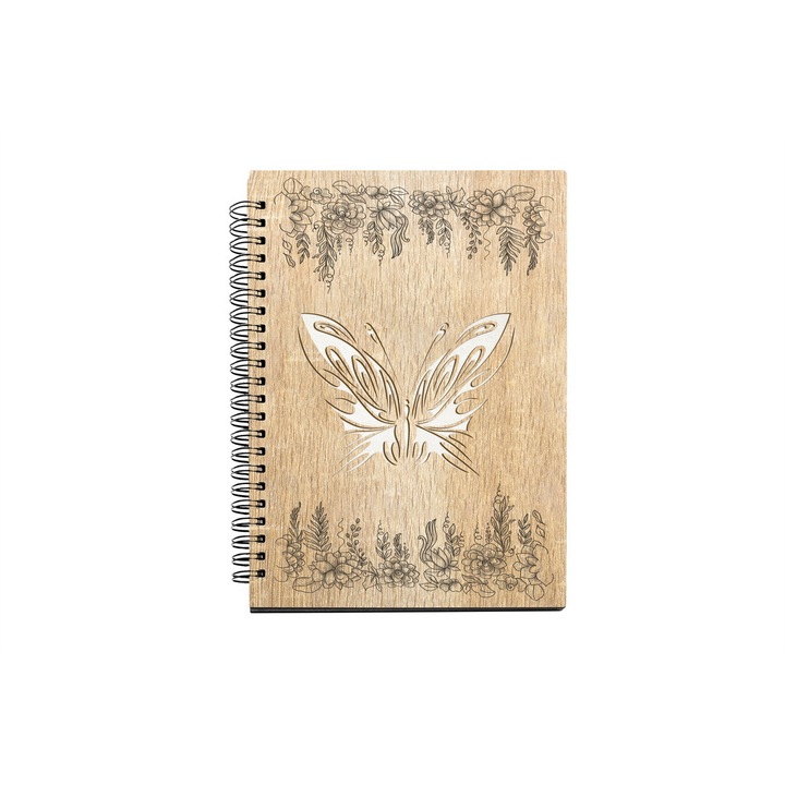 Agenda A5 nedatata cu spirala, MDF, DekoLaser, 15,5 x 21 cm - AG1119C1