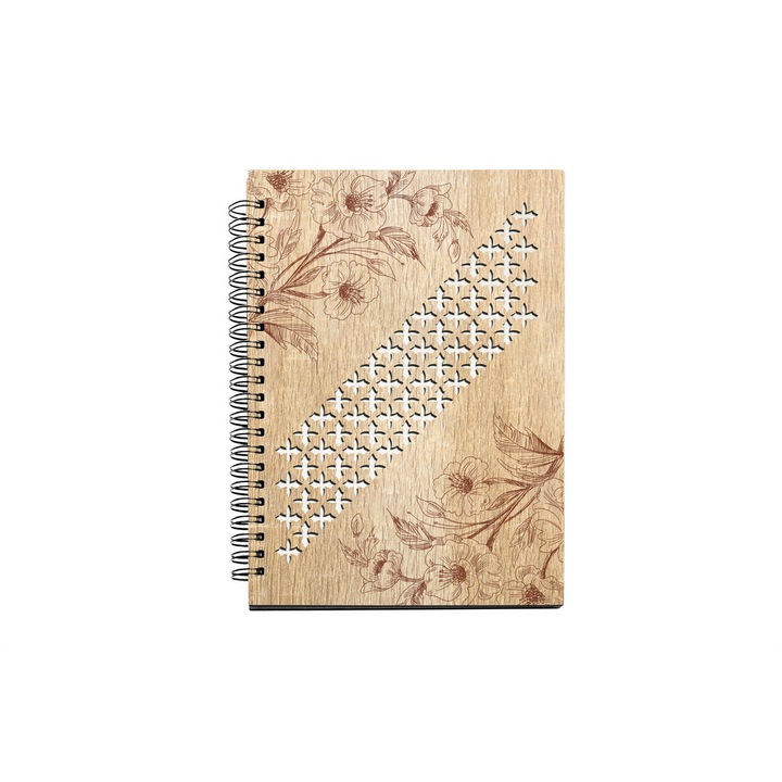 Agenda A5 nedatata cu spirala, MDF, DekoLaser, 15,5 x 21 cm - AG1122C1
