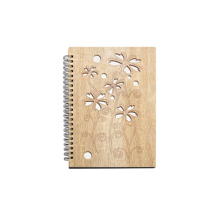 Agenda A5 nedatata cu spirala, MDF, DekoLaser, 15,5 x 21 cm - AG1126C1