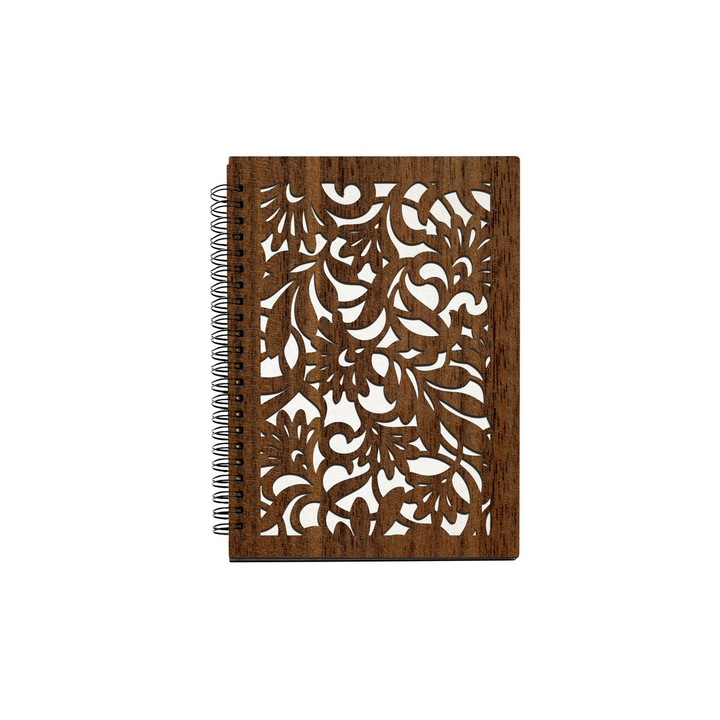 Agenda A5 nedatata cu spirala, MDF, DekoLaser, 15,5 x 21 cm - AG1140C2