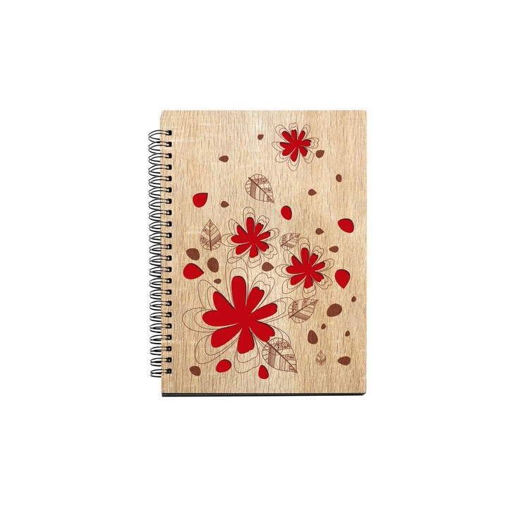 Agenda A5 nedatata cu spirala, MDF, DekoLaser, 15,5 x 21 cm - AG1145C1
