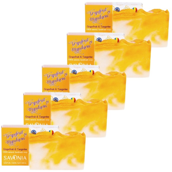 Комплект от 5 сапуна Savonia, Грейпфрут и мандарина, Натурални