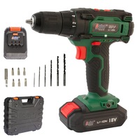 Masina de gaurit cu acumulator si surubelnita, Asist, AE2V18DN-132-BMC, 18V, 2 buc. baterii 1.3Ah + 1 buc. incarcator, in carcasa, 1550 rpm, Verde/Negru