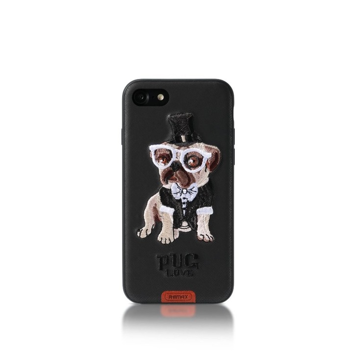 iPhone X / XS kompatibilis hátlaptok, telefon tok, kutya mintás, fekete, Remax RM-1647