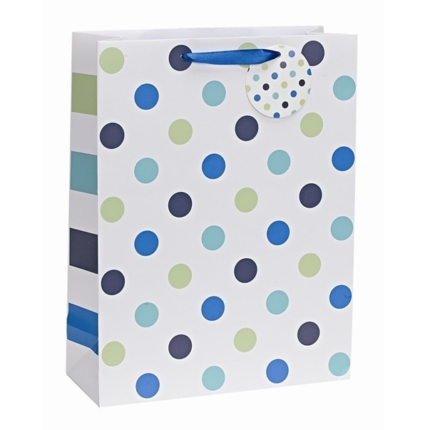 Punga pentru cadou - Spots Stripes - Blue - mica