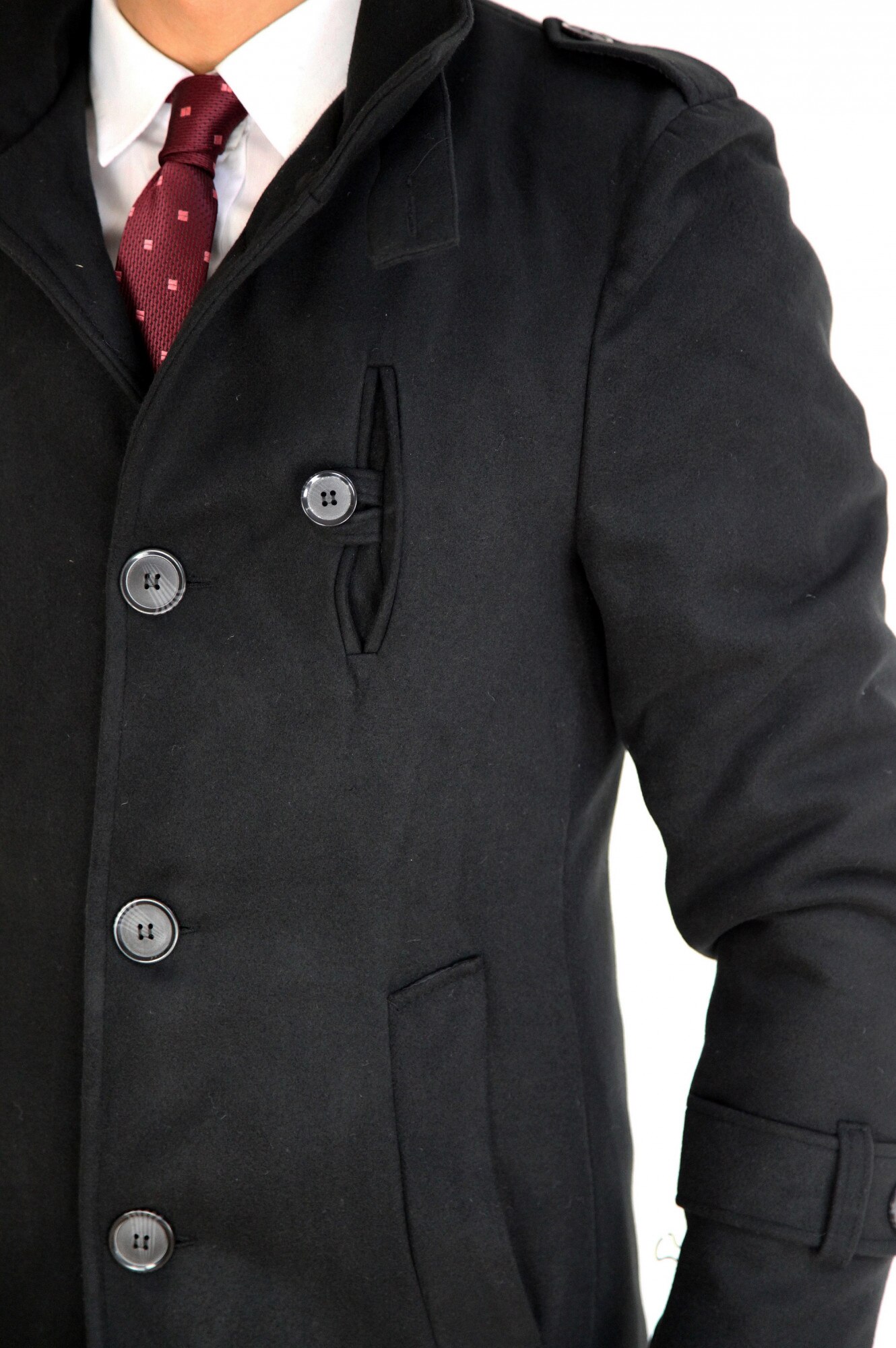 Subordinate the latter Electropositive Palton fashion, negru, cu buzunar la piept, pentru barbati, M - eMAG.ro