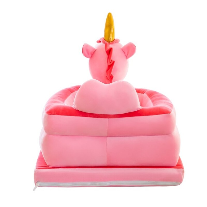 Fotoliu de sustinere bebe, din plus, cu placa de burete - Unicorn roz