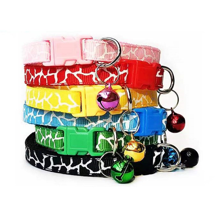 Set 6 zgarzi animale, Mbooulc, Nylon, Reglabil, Clopotel, Multicolor