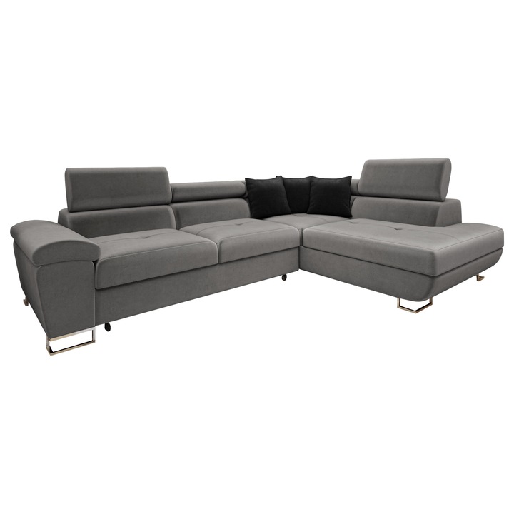 Coltar rabatabil Alvin, MIRJAN24, dreapta, gri / negru, 270x202x71 cm